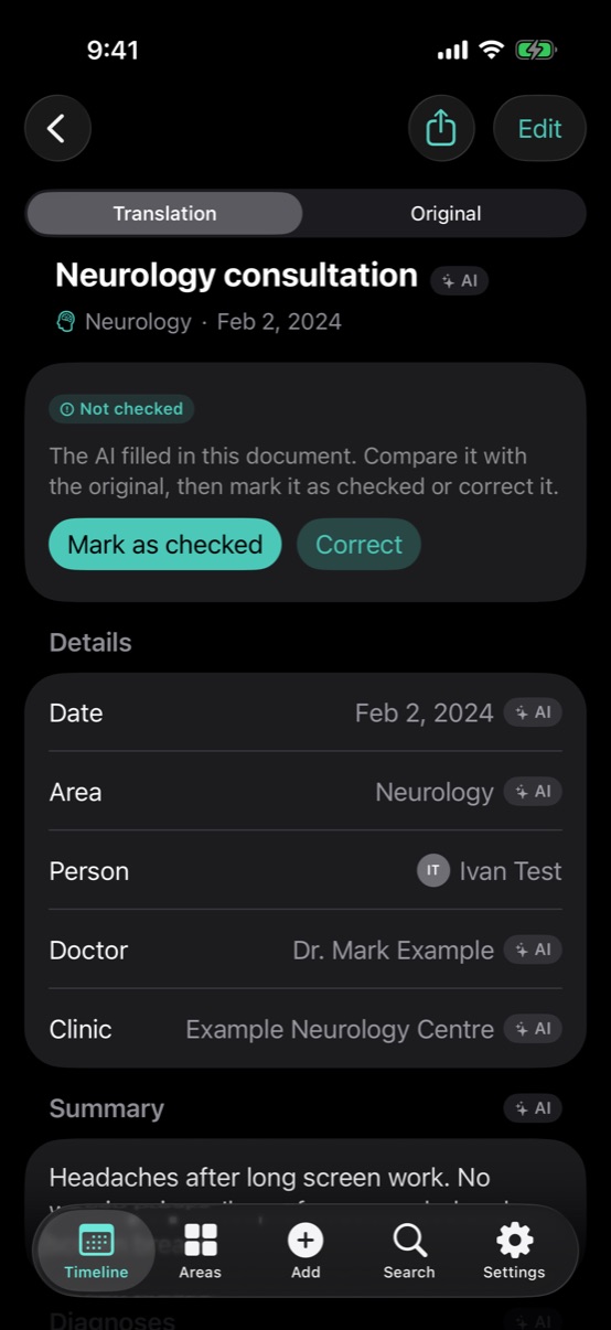 AI result that waits to be marked as checked